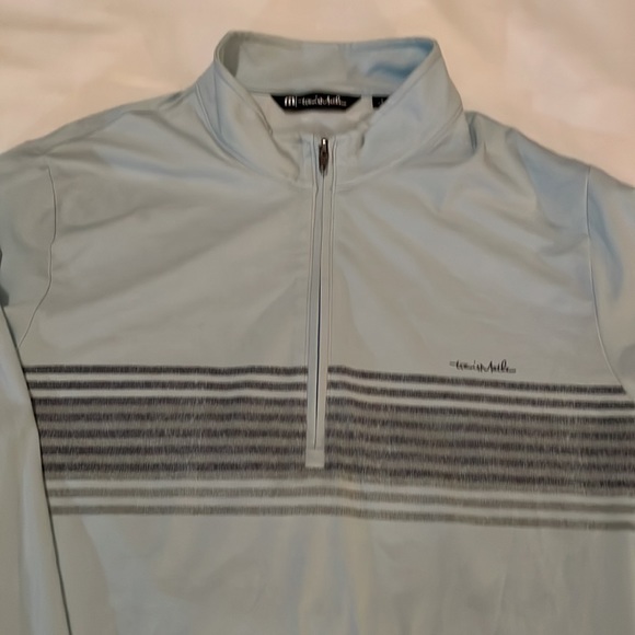 Travis Mathew Striped Performance quarter-zip jacket size Large Light Blue - Picture 3 of 10